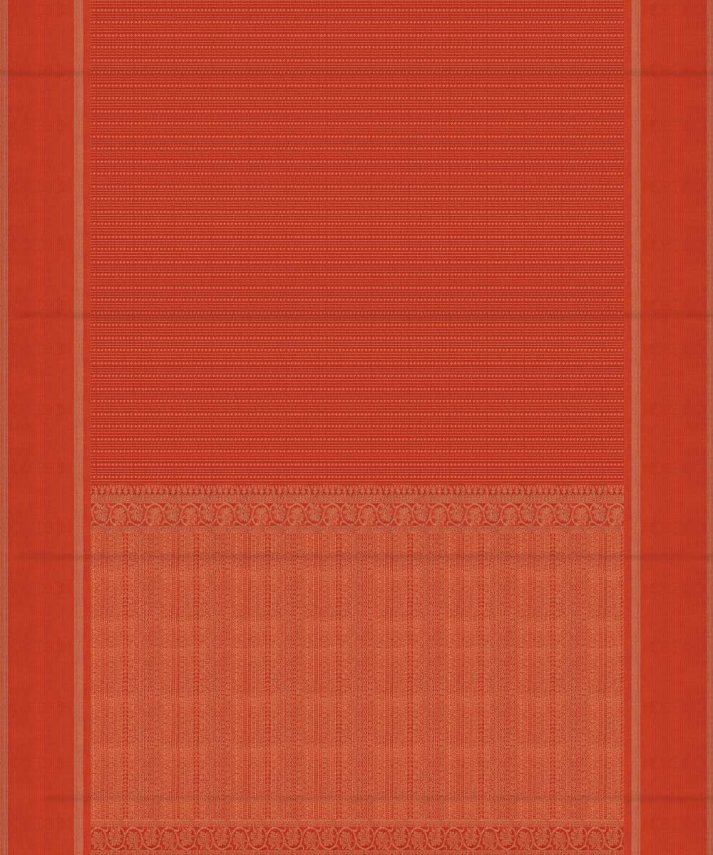Handwoven orange kanjivaram silk saree
