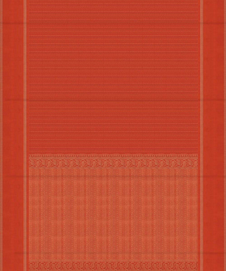 Handwoven orange kanjivaram silk saree