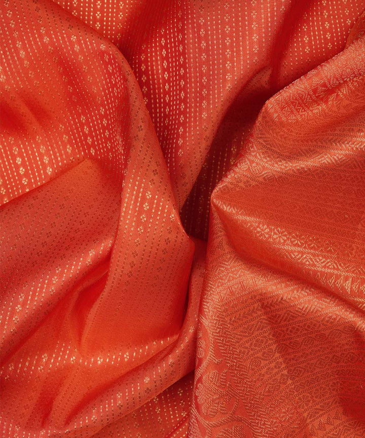 Handwoven orange kanjivaram silk saree