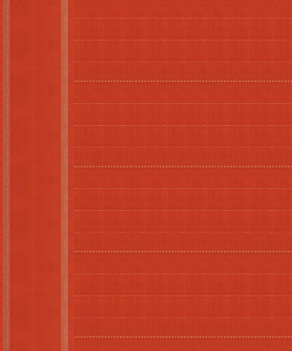 Handwoven orange kanjivaram silk saree