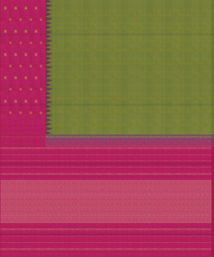 Green with pink handwoven kanjivaram silk saree