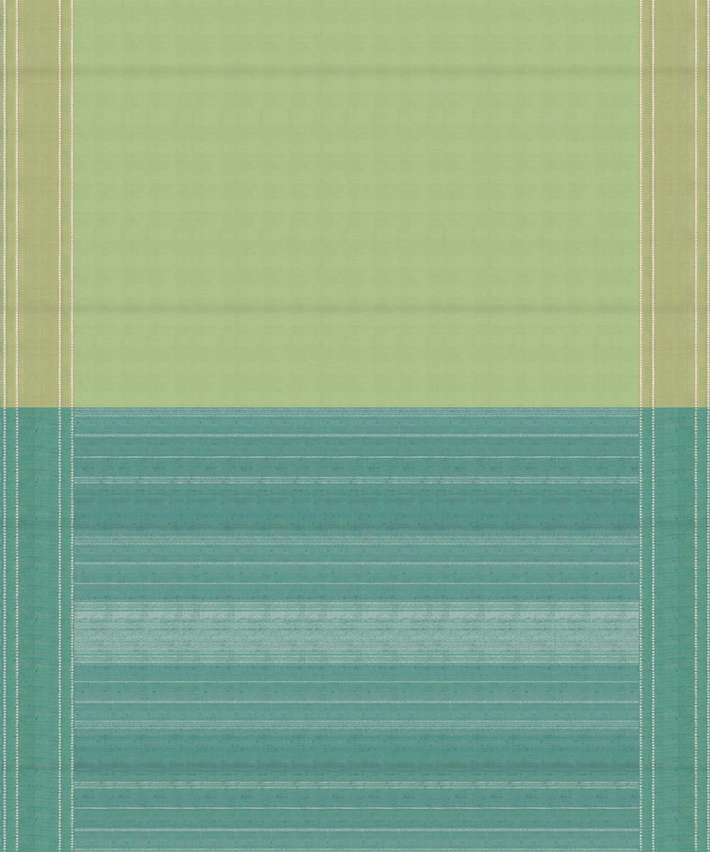 Handwoven green with aqua blue kanjivaram silk saree