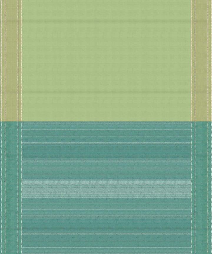Handwoven green with aqua blue kanjivaram silk saree