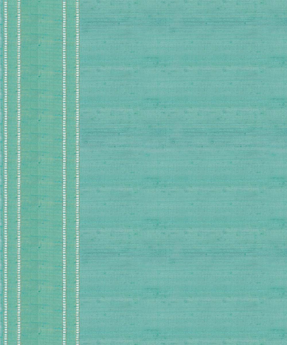 Handwoven green with aqua blue kanjivaram silk saree
