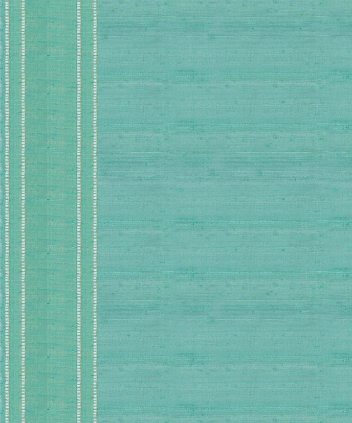 Handwoven green with aqua blue kanjivaram silk saree