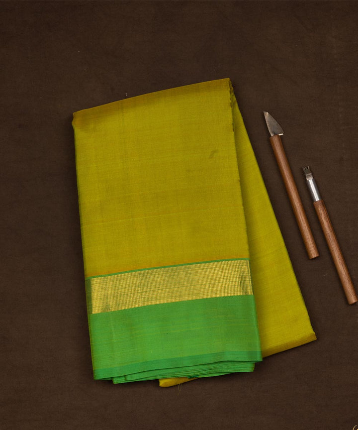 Handwoven lime green kanjivaram silk saree