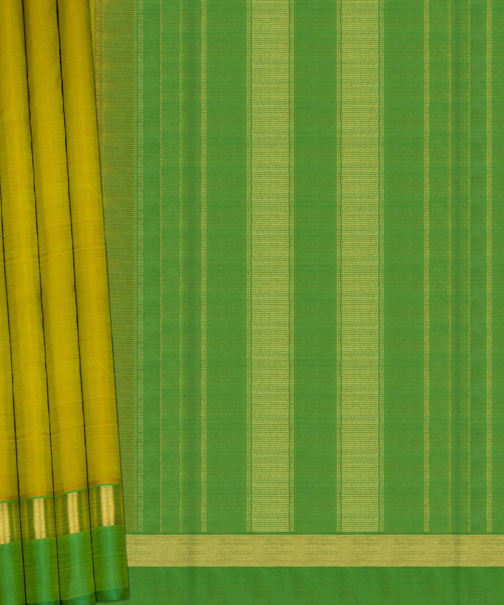 Handwoven lime green kanjivaram silk saree