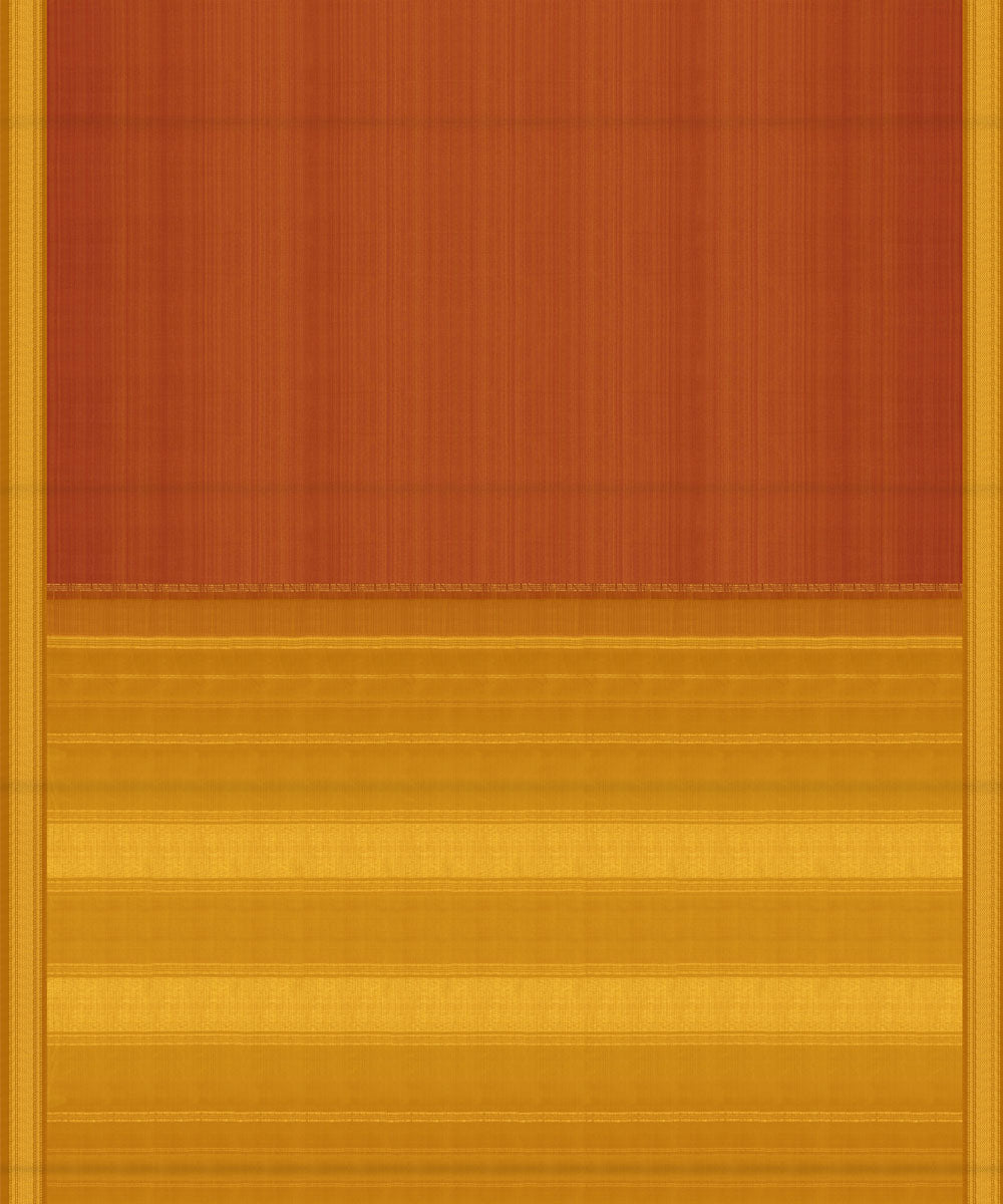 Handwoven orange with yellow kanjivaram silk saree