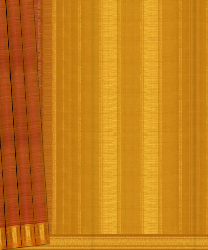 Handwoven orange with yellow kanjivaram silk saree