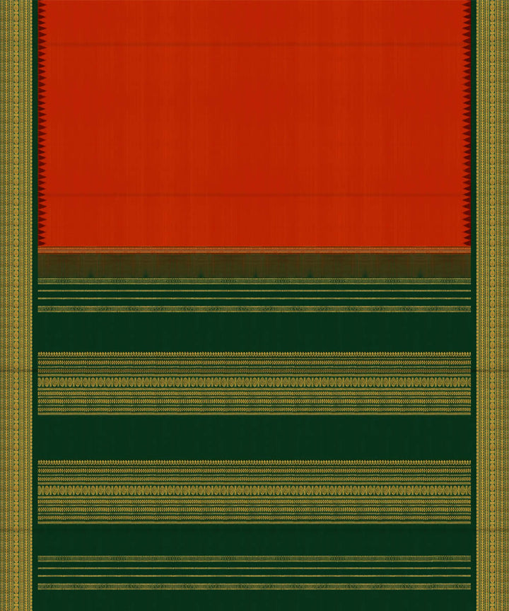 Handwoven red with green kanjivaram silk saree