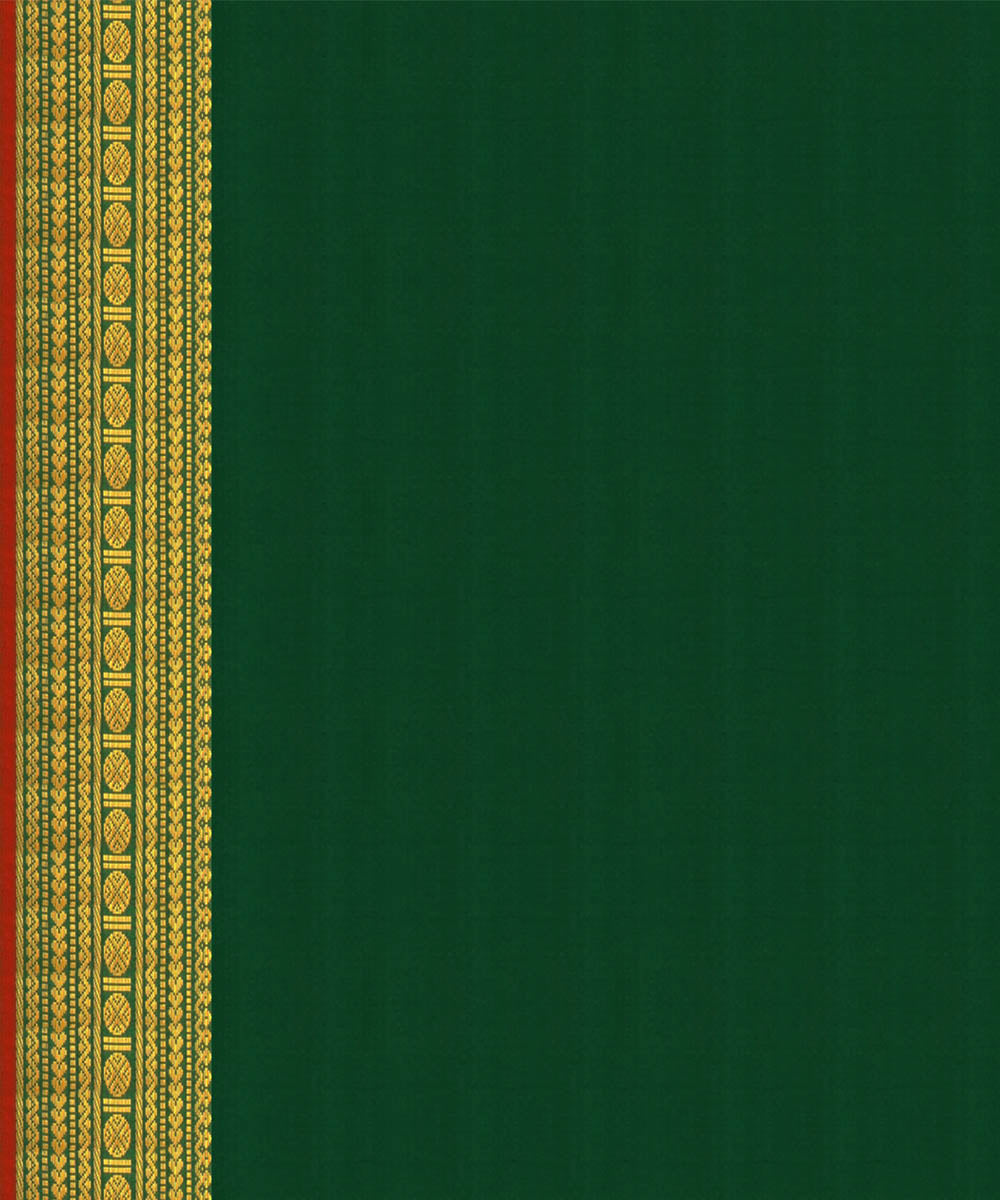 Handwoven red with green kanjivaram silk saree