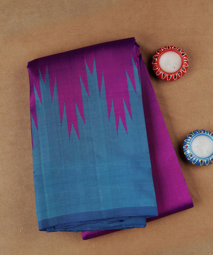 Handwoven purple with blue kanjivaram silk saree