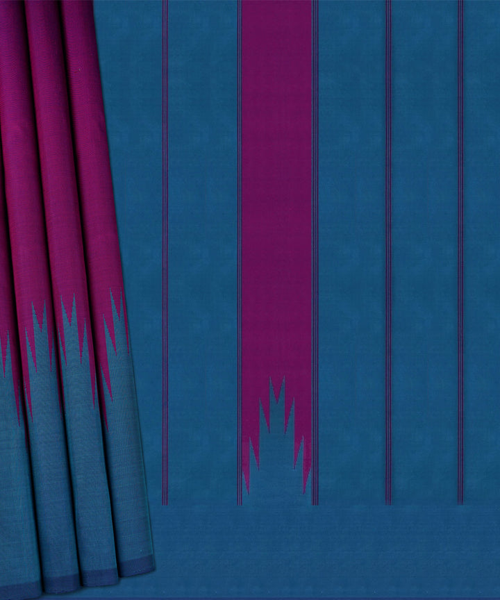 Handwoven purple with blue kanjivaram silk saree