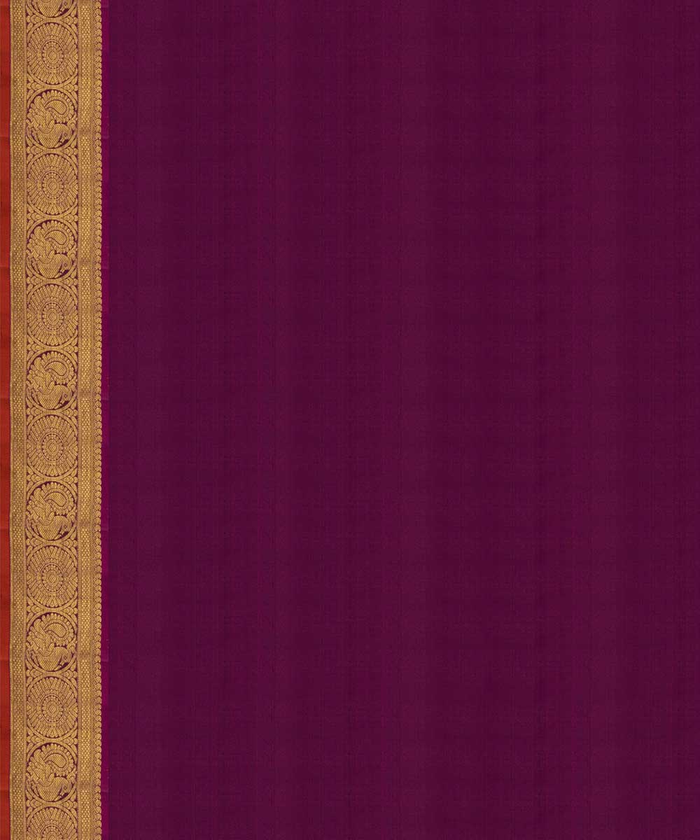 Handwoven green with magenta kanjivaram silk saree