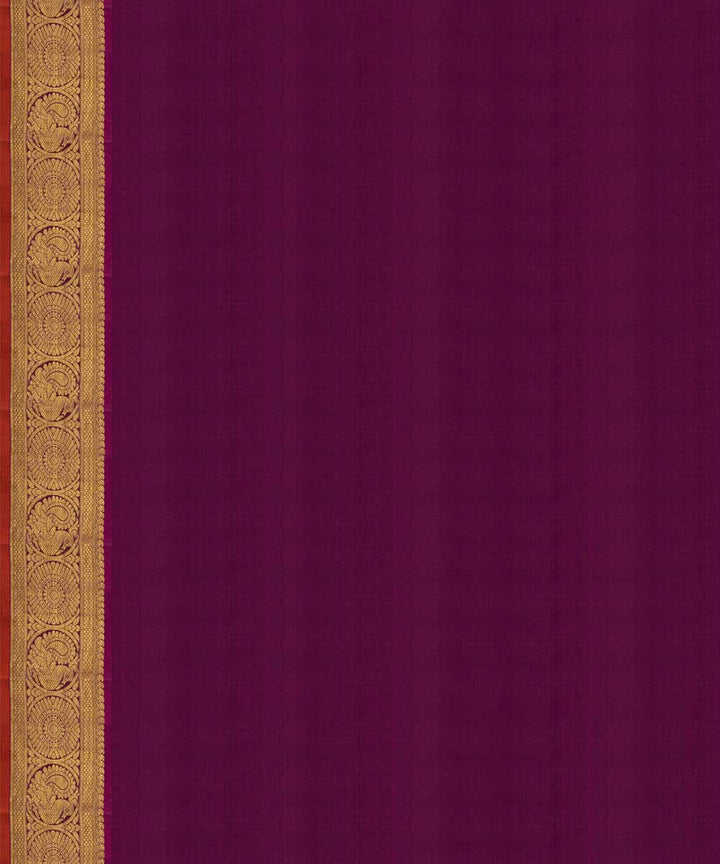 Handwoven green with magenta kanjivaram silk saree