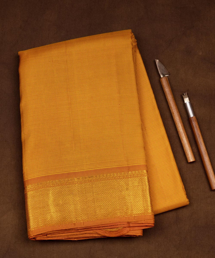 Handwoven mustard kanjivaram silk saree
