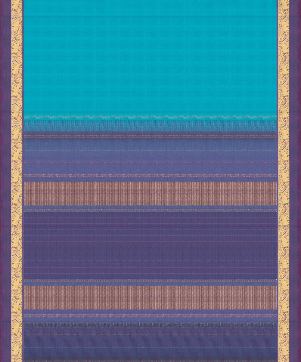 Handwoven blue with purple kanjivaram silk saree