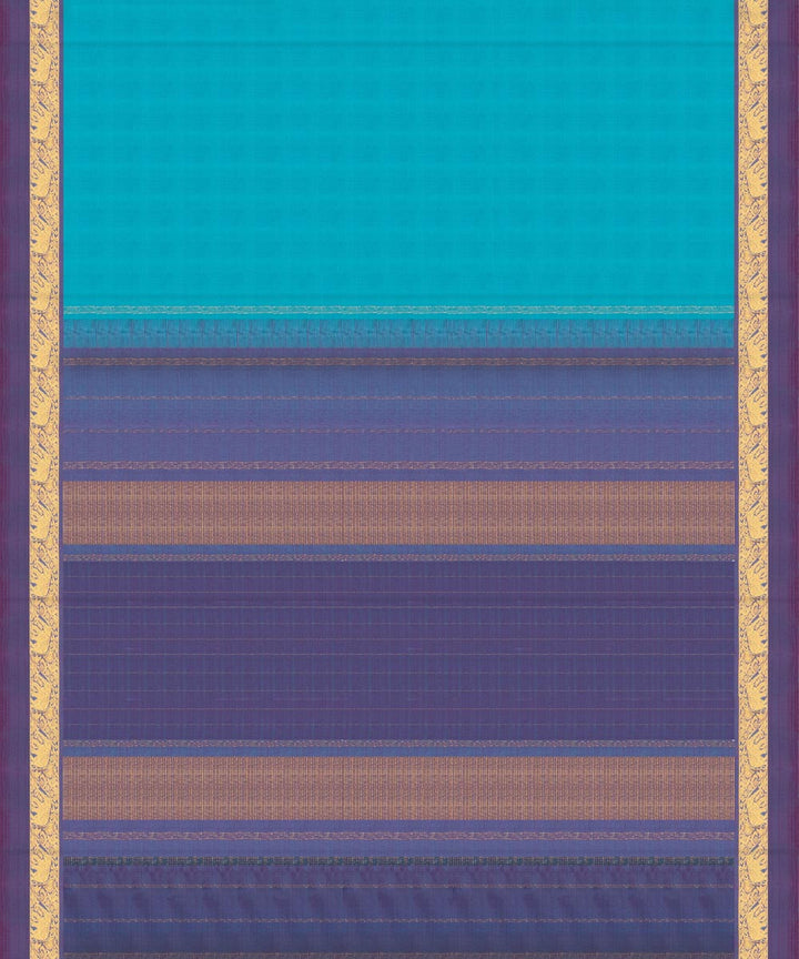 Handwoven blue with purple kanjivaram silk saree