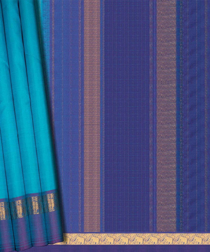 Handwoven blue with purple kanjivaram silk saree