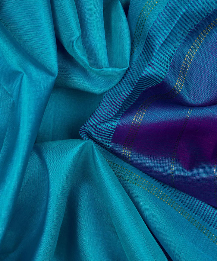 Handwoven blue with purple kanjivaram silk saree