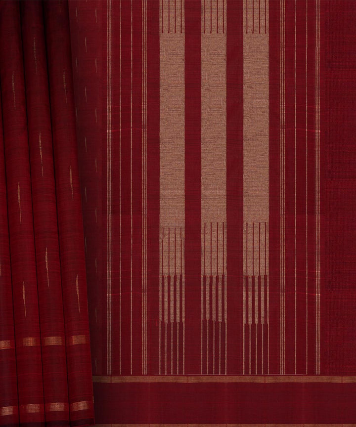 Handwoven maroon kanjivaram silk saree