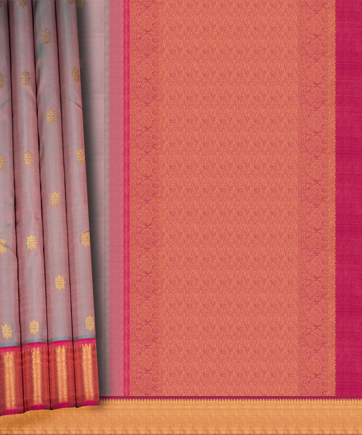 Handwoven blue with pink kanjivaram silk saree