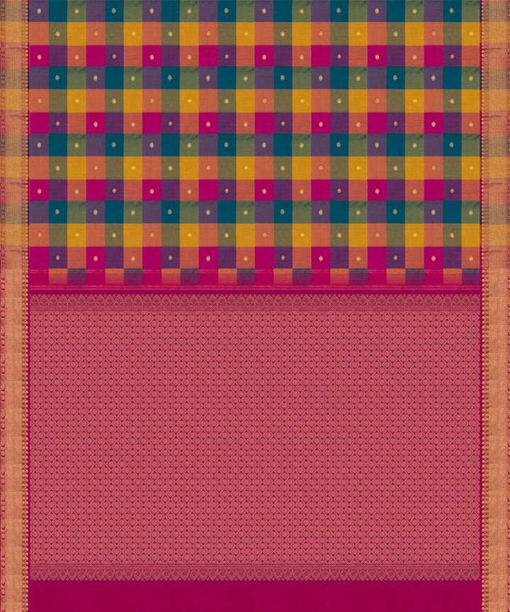 Handwoven multi-colour kanjivaram silk saree