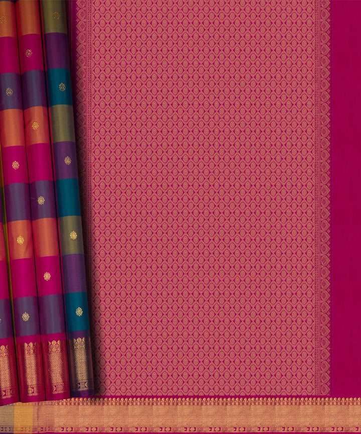 Handwoven multi-colour kanjivaram silk saree