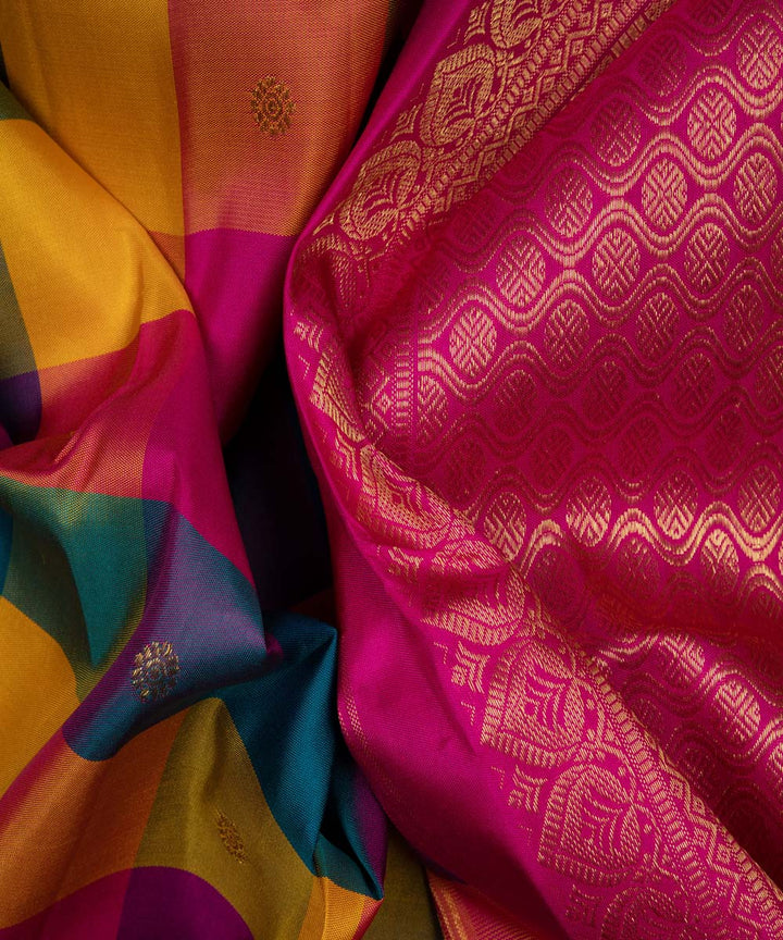 Handwoven multi-colour kanjivaram silk saree