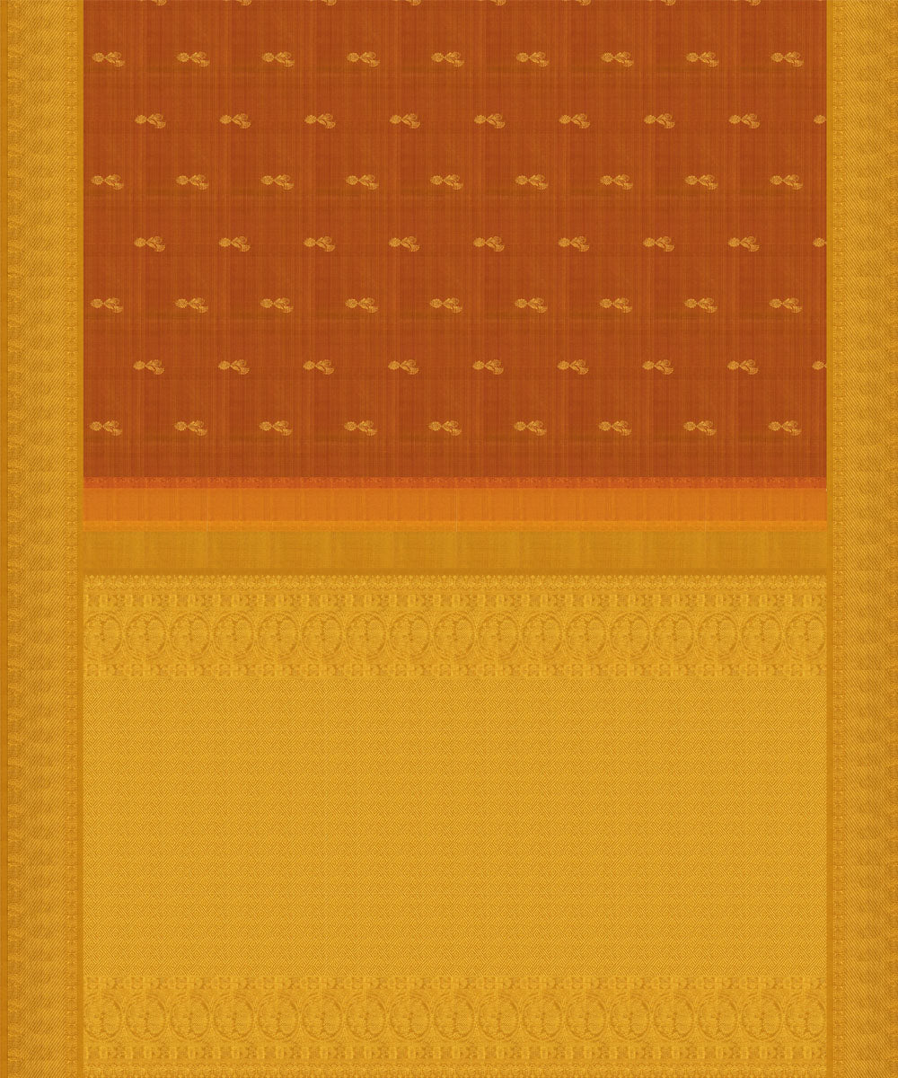 Orange with yellow handwoven kanjivaram silk saree