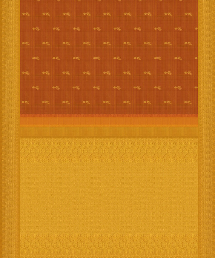 Orange with yellow handwoven kanjivaram silk saree
