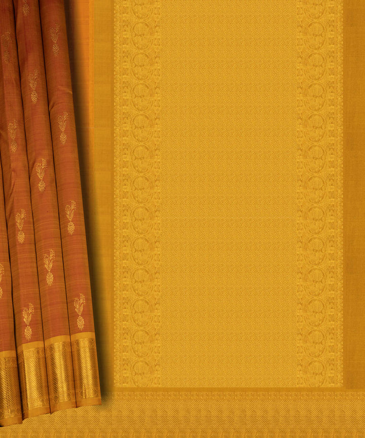 Orange with yellow handwoven kanjivaram silk saree