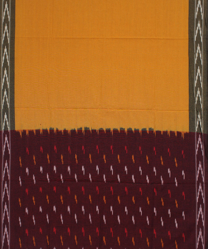 Maroon yellow handwoven cotton pochampally ikat dress material