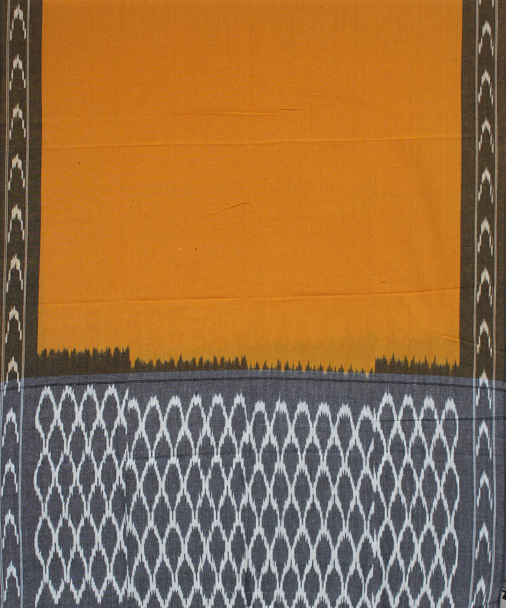 Grey yellow handwoven cotton pochampally ikat dress material