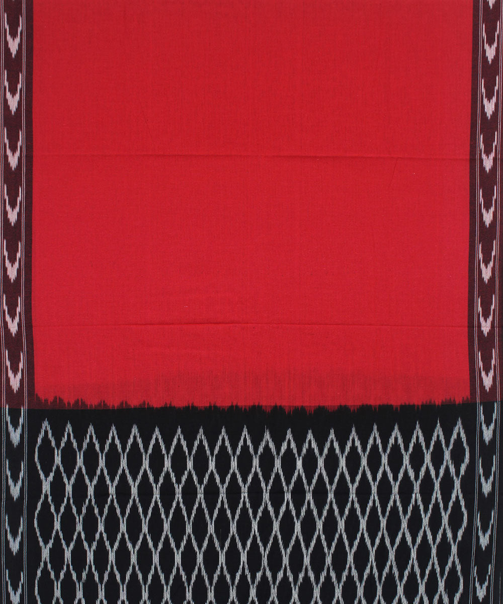 Black red handwoven pochampally ikat cotton dress material