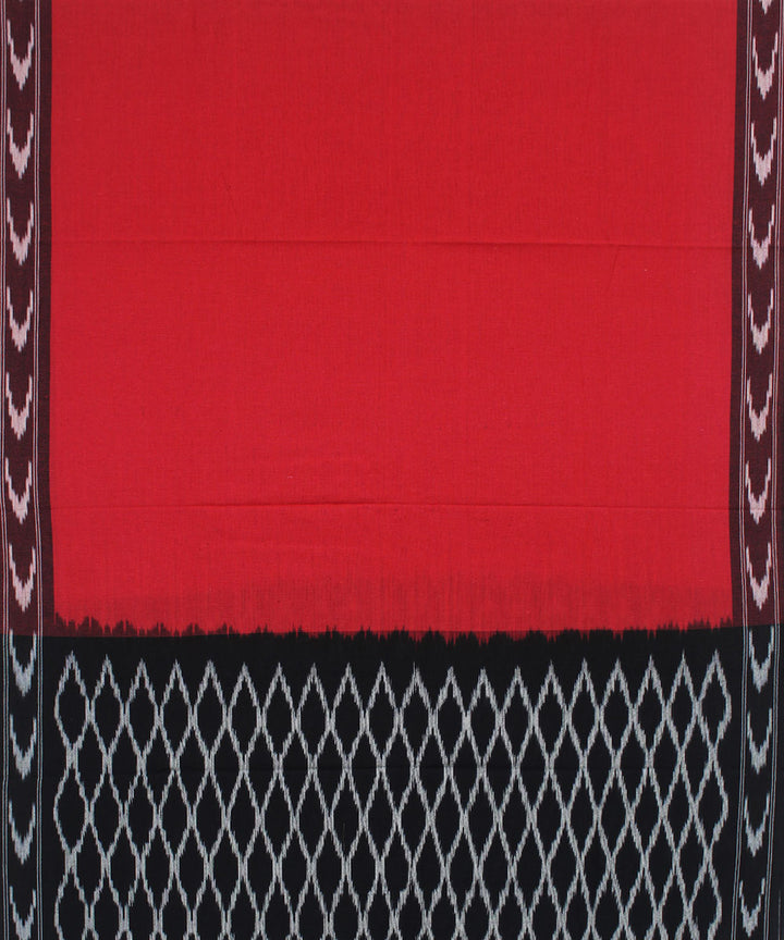 Black red handwoven pochampally ikat cotton dress material