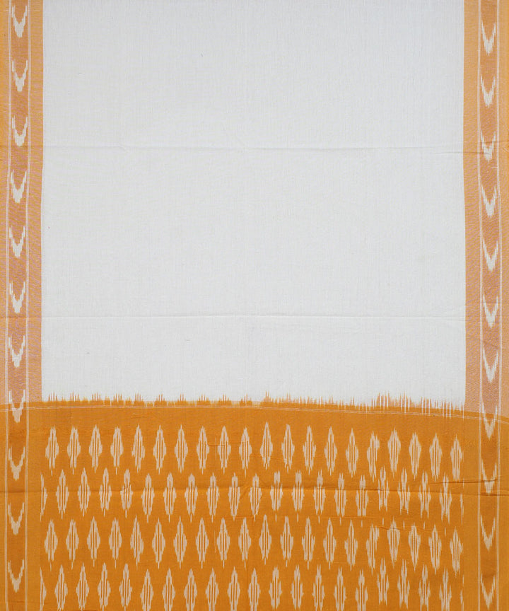 Mustard white handwoven pochampally ikat cotton dress material