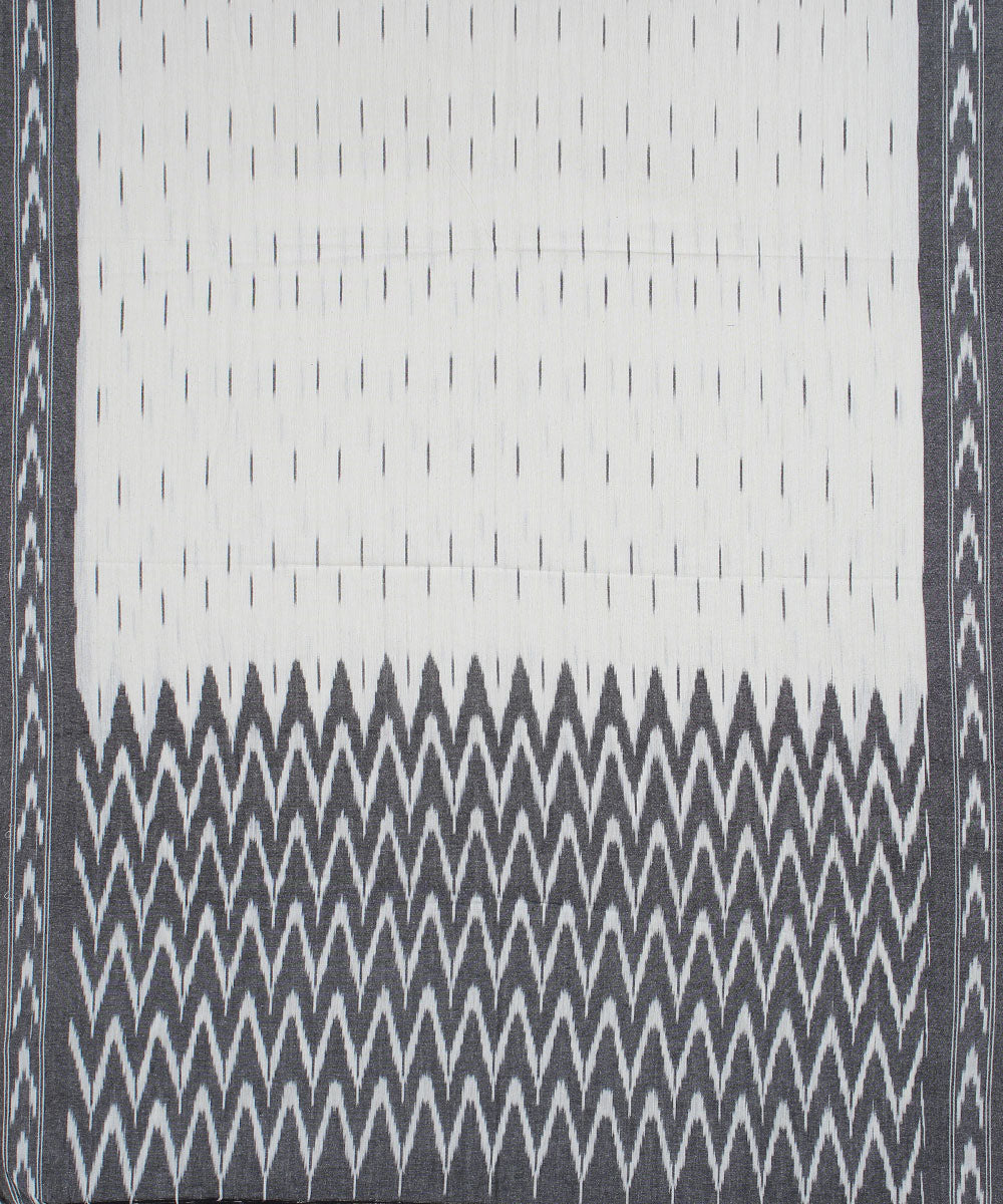 Grey white handwoven cotton pochampally ikat dress material