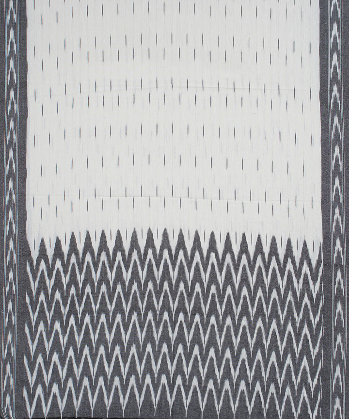 Grey white handwoven cotton pochampally ikat dress material