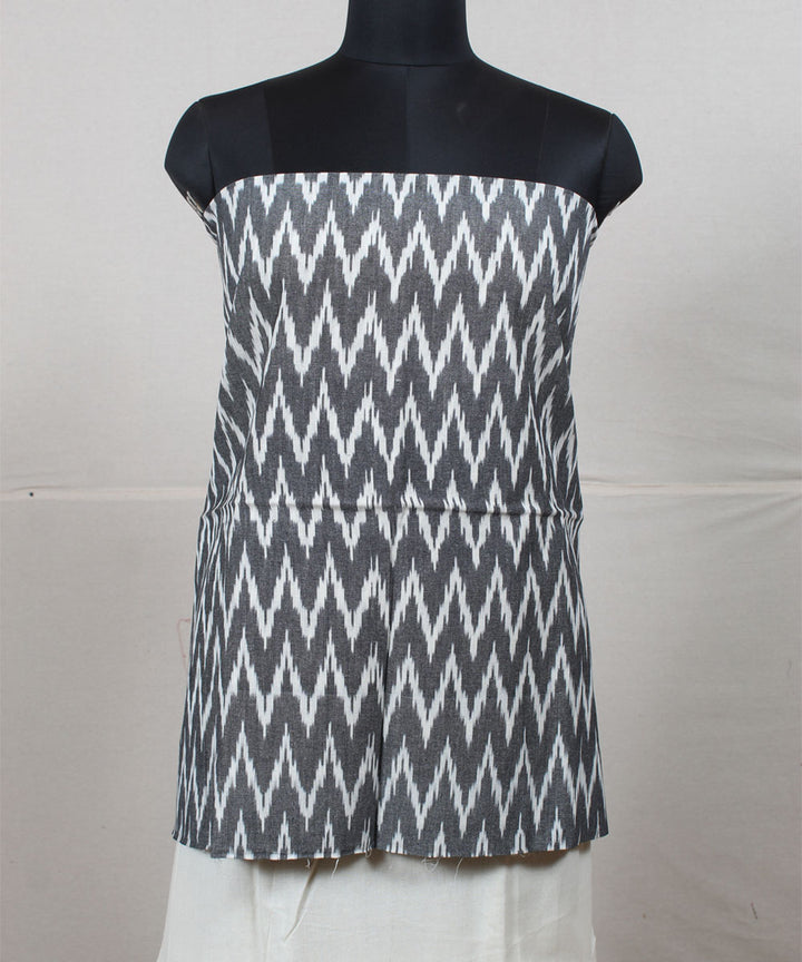 Grey white handwoven cotton pochampally ikat dress material