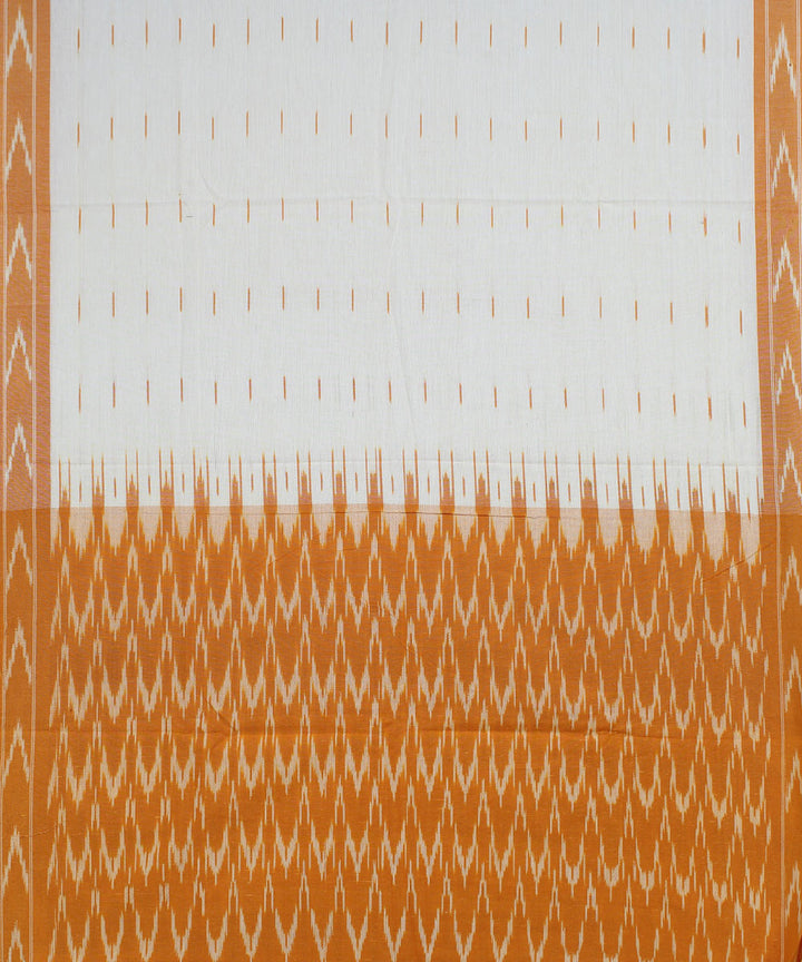 Mustard white handwoven cotton pochampally ikat dress material
