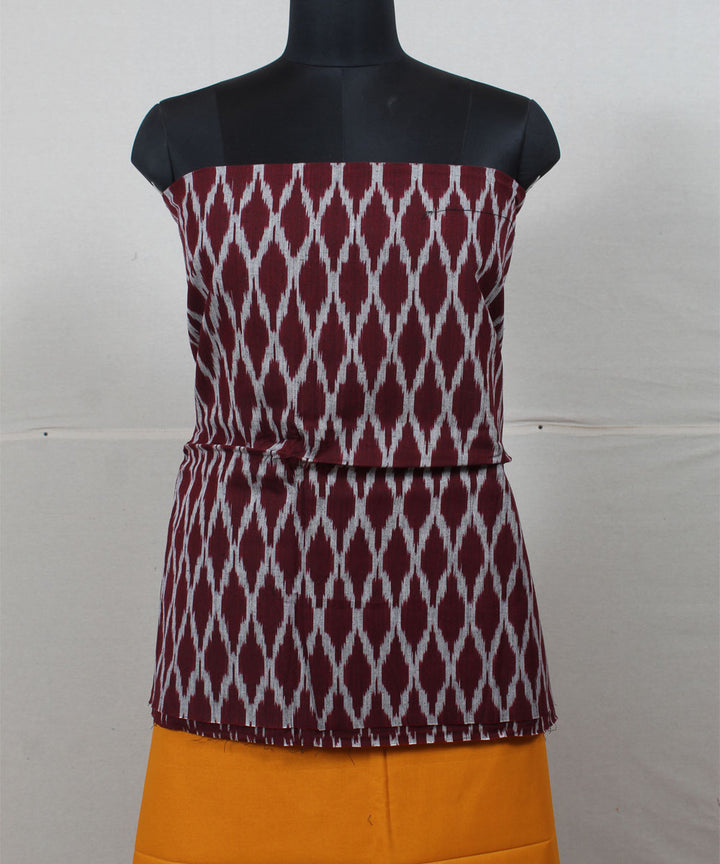 Maroon mustard cotton handwoven pochampally ikat dress material