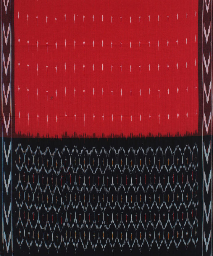 Black red handwoven cotton pochampally ikat dress material