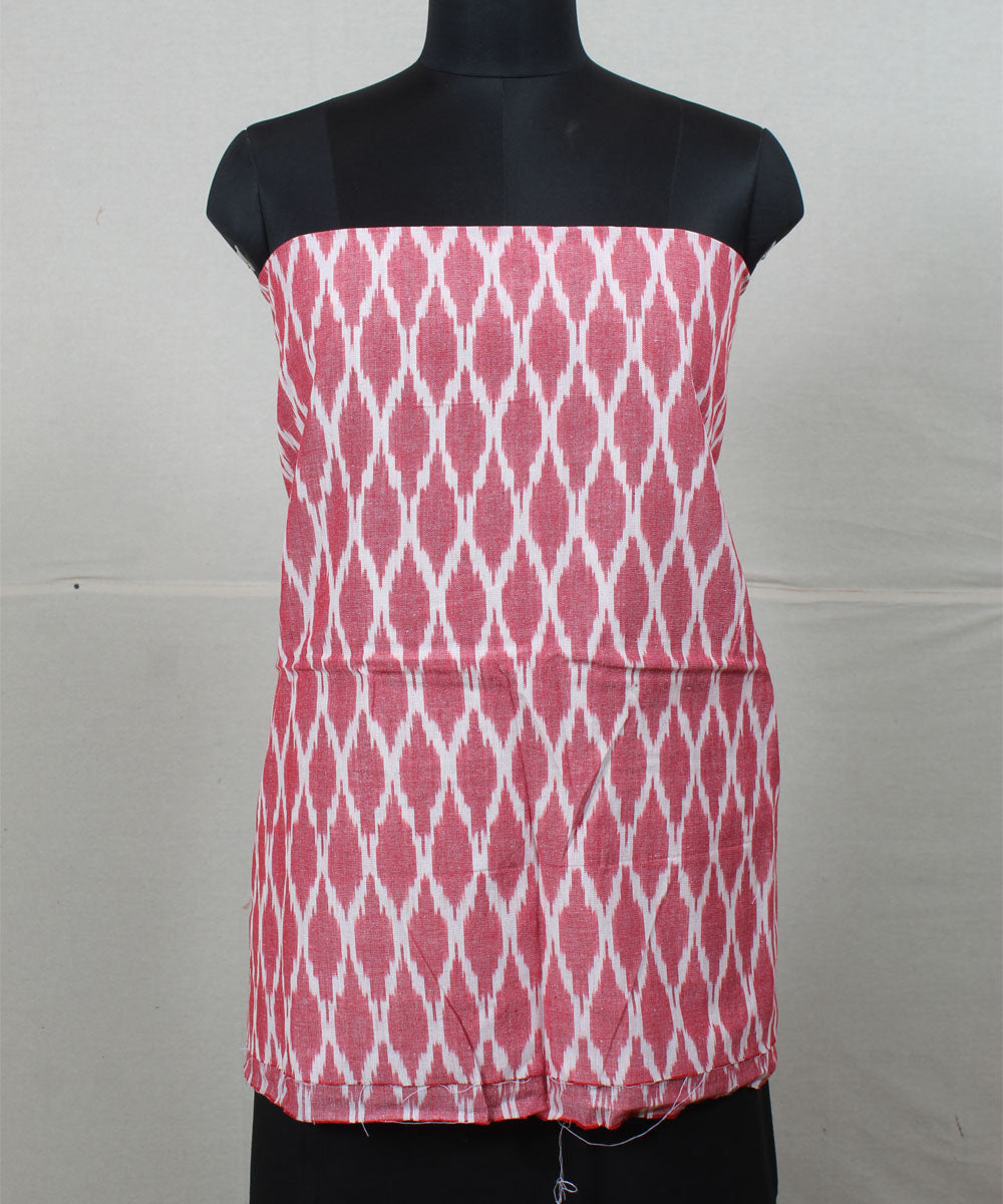 Pink black handwoven cotton pochampally ikat dress material