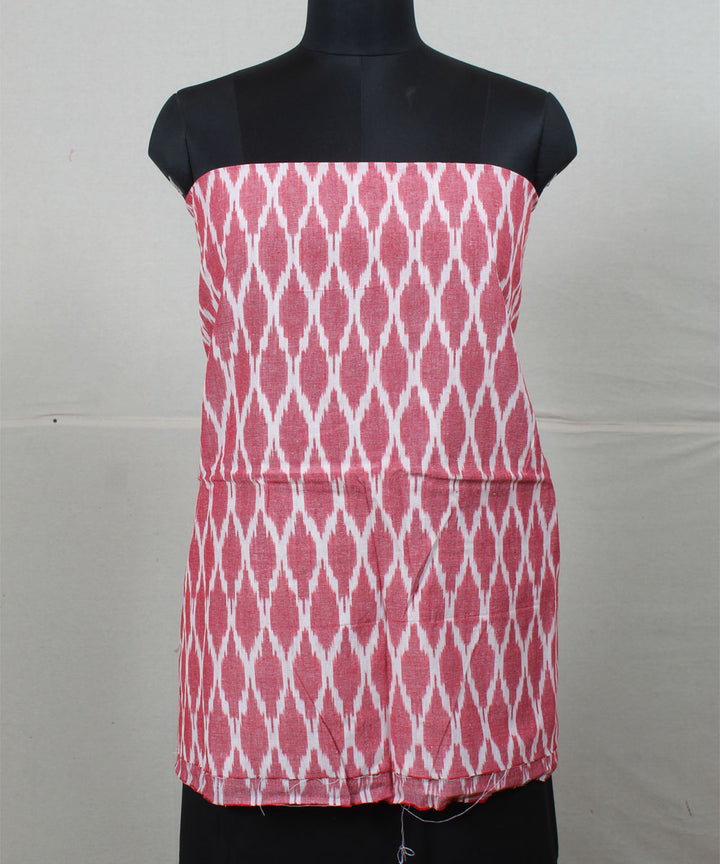 Pink black handwoven cotton pochampally ikat dress material