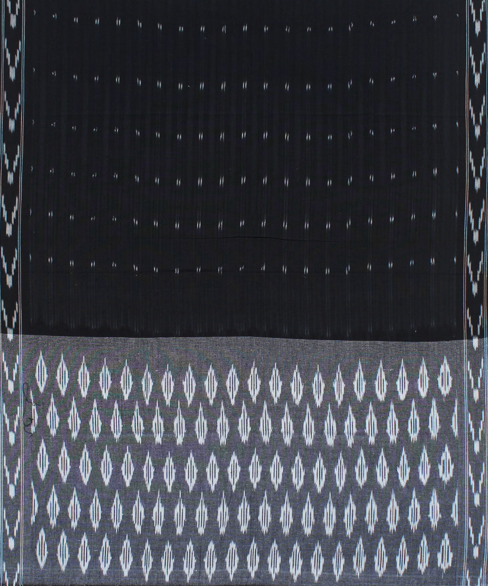 Grey black cotton handwoven pochampally ikat dress material