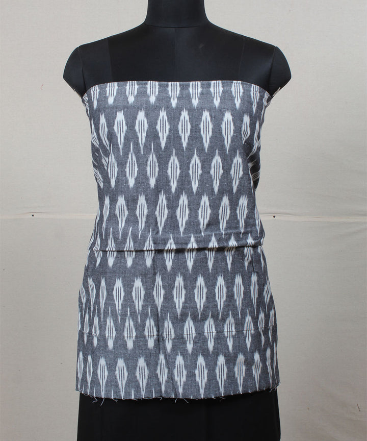 Grey black cotton handwoven pochampally ikat dress material
