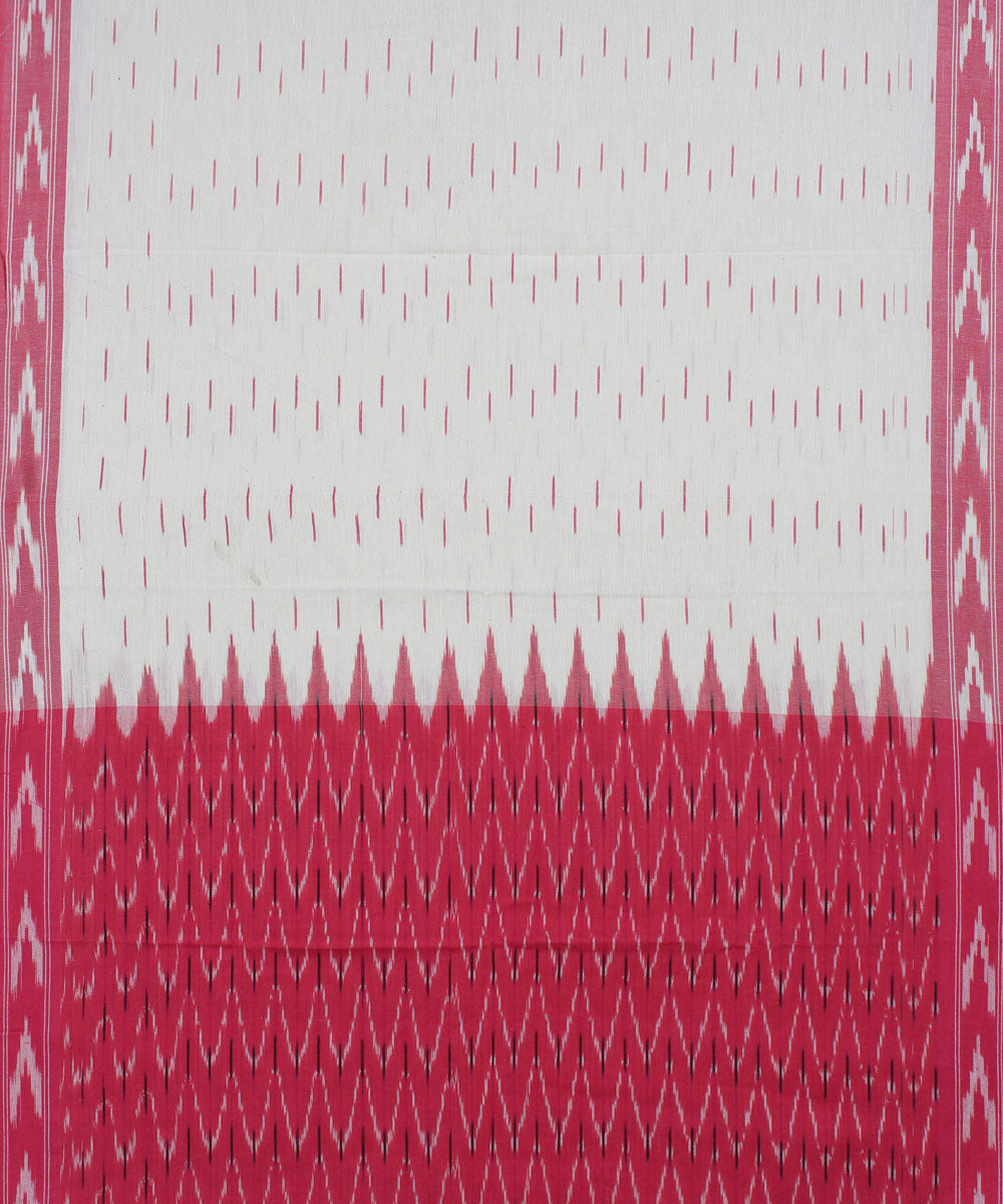 Pink white handwoven pochampally ikat cotton dress material