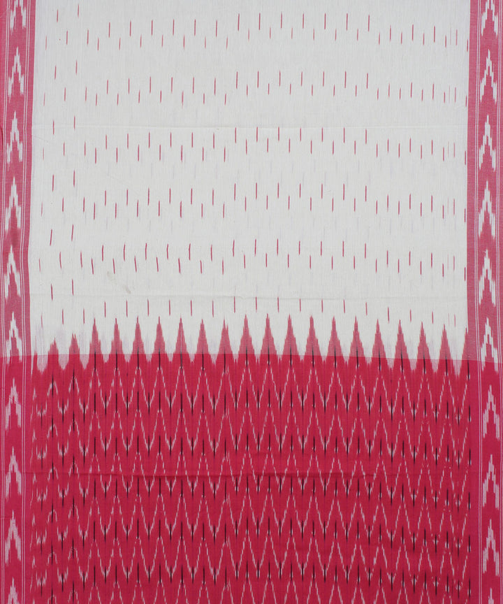 Pink white handwoven pochampally ikat cotton dress material