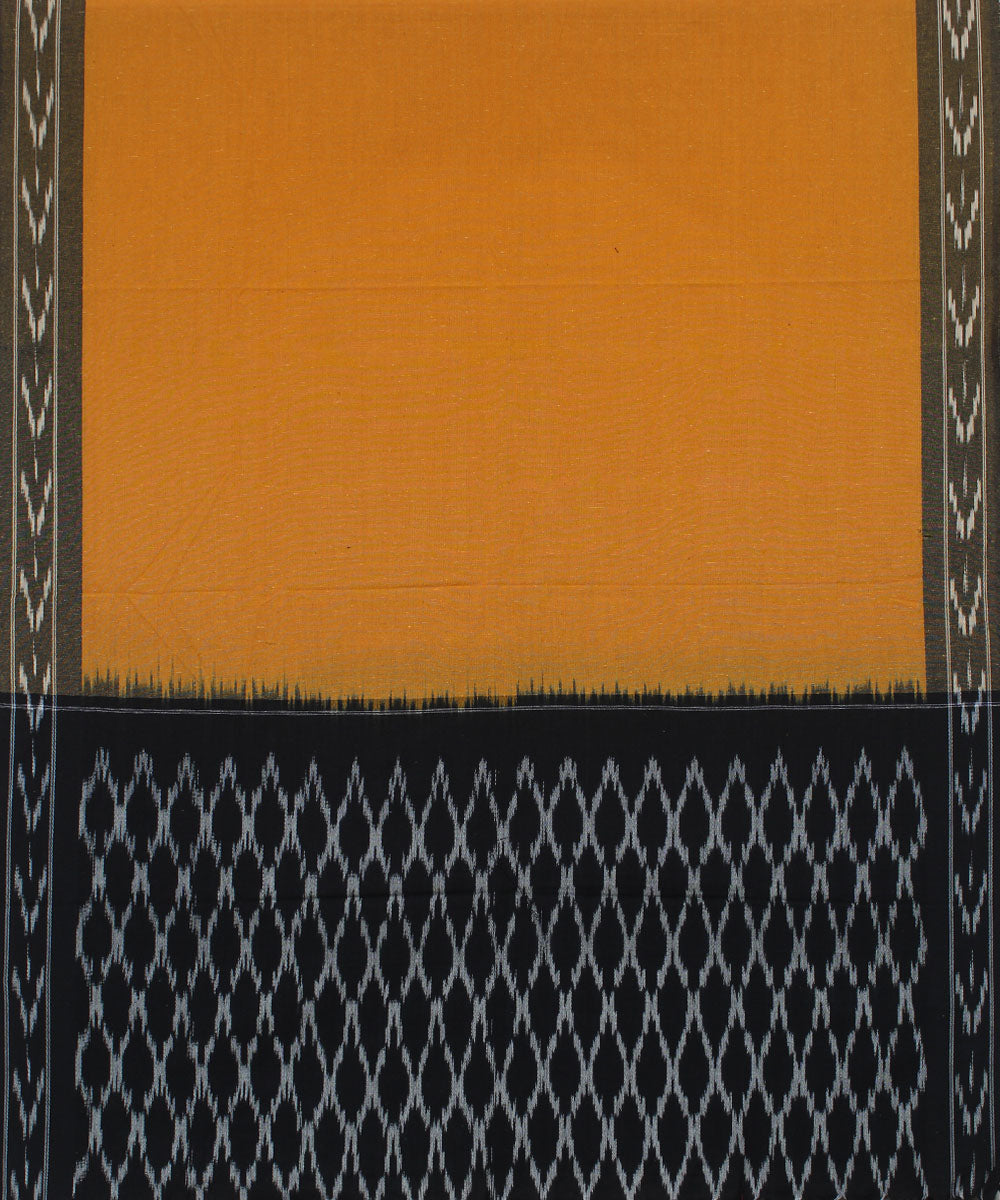 Black mustard cotton handwoven pochampally ikat dress material